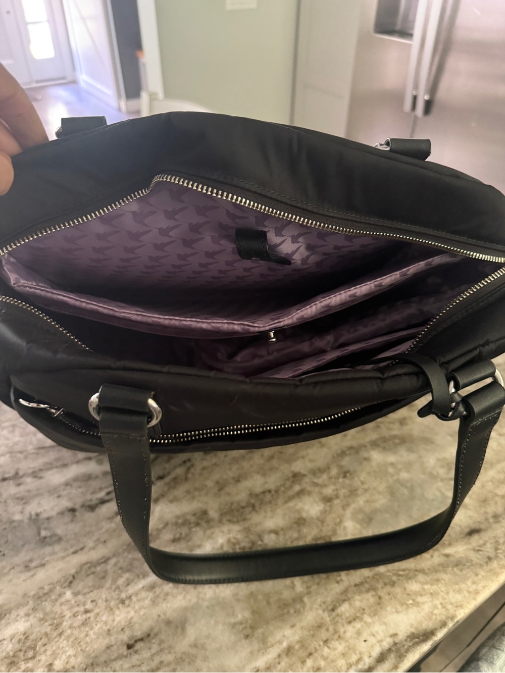 Lo & Sons Black Travel Tote Bag with Leather Straps - Picture 5 of 5